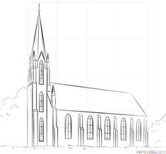 how to draw a church step by step drawing tutorials for kids and beginners proyectos a intentar pinterest drawings sketches and art drawings