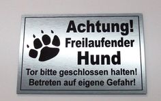 Achtung freilaufender Hund,Gravur Schild,15 x 10 cm,Hundeschild,Warnschild,Neu