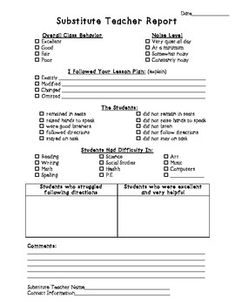 substitute teacher reports