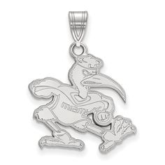 925 Sterling Silver Rhodium-plated Laser-cut Northwestern University Medium Crest Pendant