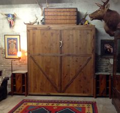 another barn door effect complete with an antler for a handle murphy bed king size