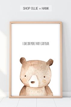 Nursery Sign I Love You More Than I Can /"Bear/" Personalized Gift Details about / Child/'s Room
