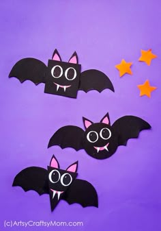 Shape Bats Halloween Paper Craft For Preschoolers+Free Template - enjoy talking about Bats, shapes while working on scissor skills too! Preschool Crafts