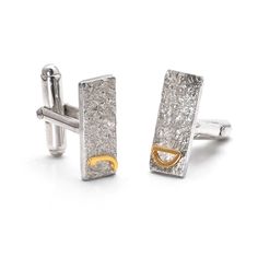Azthom Cufflinks with LetterU White and Silver Button Covers