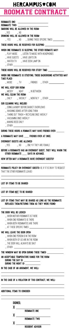 Day-One Roommate Rules That Make Living With Someone Suck Less - roommate agreement Day-One Roommate Rules That Make Living With Someone Suck Less - roommate agreement