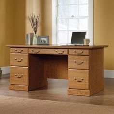Sauder Heritage Hill Executive Desk Classic Cherry Item 303471 Computer Desk Design Classic Desk Modern Executive Desk