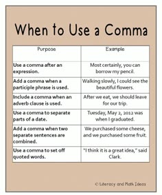 when to use a comma