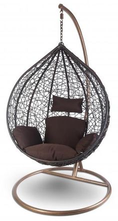 Rattan Hängesessel mit Gestell Polyrattan Hängekorb braun Relax Gartensessel