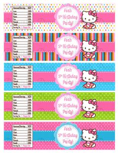 hello kitty water bottle labels raihan birthday pinterest