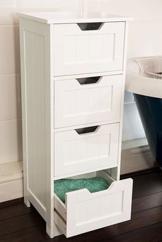 Woodluv 4 Drawer Floor Standing Bathroom Storage Cabinet White Storage Cabinet 4 Large Drawers Bathroom Or Bedroom Solution