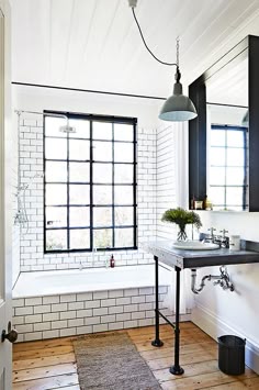 Bathroom Subway Tile Dark Grout wood tile floor, white subway tile with dark grout, black window Bathroom Subway Tile Dark Grout wood tile floor, white subway tile with dark grout, black window