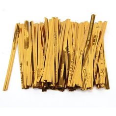 100 Pcs Gold Metallic Twist Ties for Cello Candy Bags Party 8cm ED