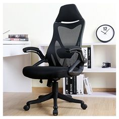 office factor executive managers high back black mesh chair