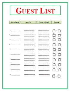 wedding guestlist template