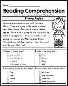 Free First Grade Reading Comprehension Passages Set 1 First Grade Reading Comprehension First Grade Reading Reading Comprehension Passages