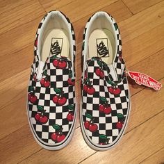 vans cherry checkerboard slip ons vans cherry checkerboard slip ons
