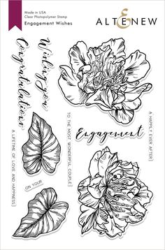 Hampton Art Cling Rubber Stamp Set Artistic Whimsical Flower Garden Lotus