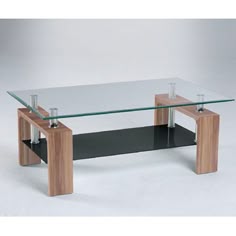 Mesa Ratona De Vidrio Cromo Y Madera Con Estante Lamuebleriaonline Centro Gl Coffee Table With Black Undershelf And Walnut Legs