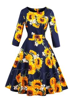 Mommy /& Me Family Matching Set Summer Women Lady Sunflower Printing Off-Shoulder Long Sleeve Flower Dress S-L2
