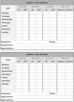 Example Image: Weekly Time Record Home Management Binder, Cebu, Internet Marketing, Planners, Weekly Planner Printable, Cover Letter For Resume, Budget