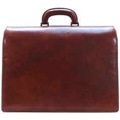 Floto Ciabatta Italian Leather Lawyers Briefcase Business Bag w//Key Lock Brown