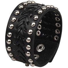 Leather Look Faux Rocker Bracelet Wristlet Studded Metal Biker Fancy Dress