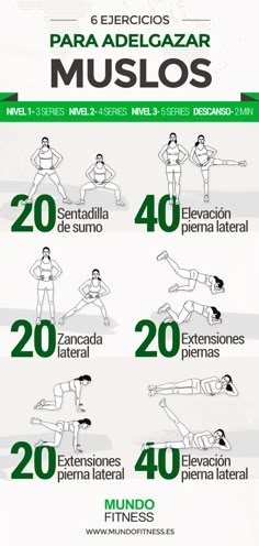 6 Ejercicios para Adelgazar Muslos Exercise, Workout