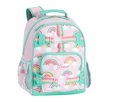 Pottery Barn Kids Large Backpack Tie Dye Pink Punch Lunchbox Water Bottle Set
