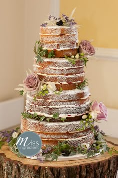 Gorgeous Naked Rustic Wedding Cake With Roses Gorgeous Naked Rustic Wedding Cake With Roses
