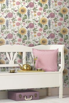 Summer Garden Flower Floral Wallpaper Metallic Sunflower Butterfly Leaf Arthouse
