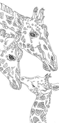 Coloring Pages Giraffe Printable Adult Book Clip Art Hand Drawn Original Zentangle By ValRA Davlin Publishing