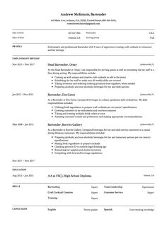 the entertainment industry is competitive learn how to write a sample bartender resume