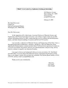 cover letter for a internship