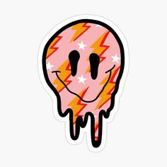 Pink Glitter Drippy Smiley Face Sticker by samantha brachman in 2021
