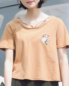 Vintage mid sleeve oversized shirt with floral brown water colour flowers