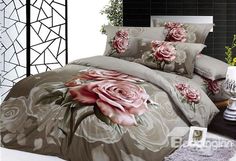 TOUCH NEW YORK Romantic 3D Printed Red Roses from Premium Quality 4-Piece Bedding Set MTL140 Full & Queen Size 100% Soft Cotton TOUCH NEW YORK Romantic 3D Printed Red Roses from Premium Quality 4-Piece Bedding Set MTL140 Full & Queen Size 100% Soft Cotton