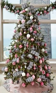 450 Best Christmas Trees Images Time Pink And Silver Decorated Christmas Tree Wreath