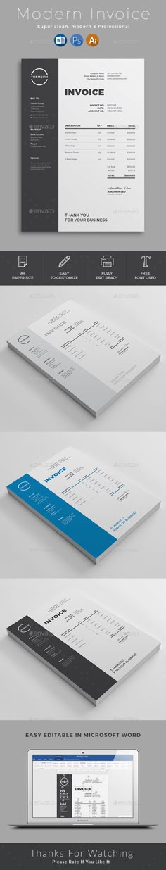 Invoice Template Receipt MS Word Template Instant download - corporate word templates Invoice Template Receipt MS Word Template Instant download - corporate word templates