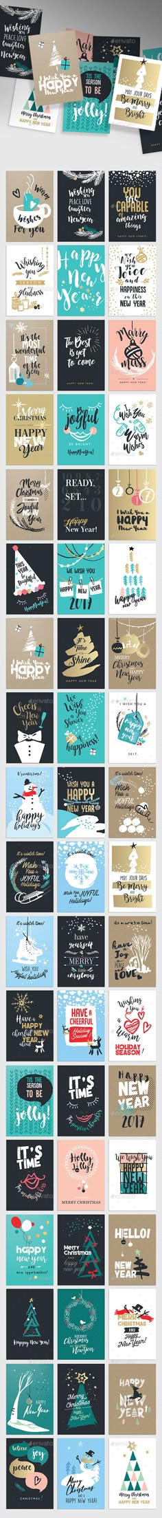Christmas and New Year’s Greeting Cards — Photoshop PSD #set #illustration • Download ➝ https://graphicriver.net/item/christmas-and-new-years-greeting-cards/19167531?ref=pxcr