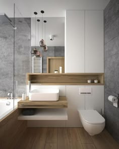 Шкафа на банята може да е залепен до стъклото на душа Small Apartment Bathroom