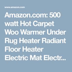 Portable Electric Radiant Floor Heating For Under Area Rugs Heated 500 Watt Hot Carpet Woo Warmer Under Rug Heater Radiant Floor
