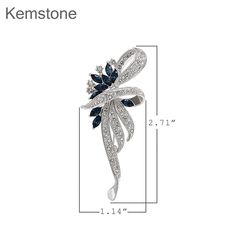 Kemstone Silver Plated Clear Crystal and Lucky Cats Eye Stone Calla Flower Brooch