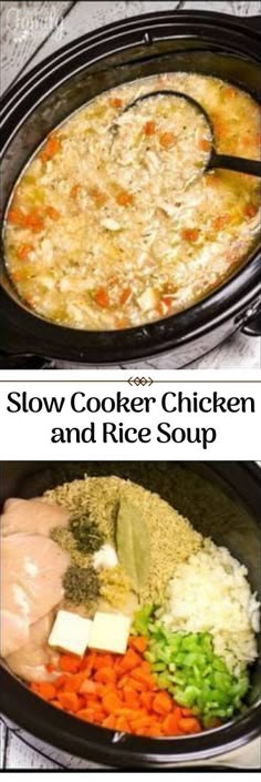 Slow Cooker Chicken and Rice Soup #slow #SoupRecipe