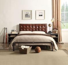 9 Best Headboards Images On Pinterest Acme Furniture Full Bed Features Metal Frame And Vintage Brown Top Grain Leather Padded Headboard Measures X H Some Embly Required