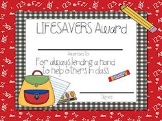 Great list of classroom award ideas and free award ... Great list of classroom award ideas and free award ...