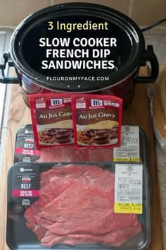 Crock Pot French Dip Sandwiches - Slow Cooker - Ideas of Slow Cooker #SlowCooker - 3 Ingredient Slow Cooker French Dip Sandwich Recipe via flouronmyface.com