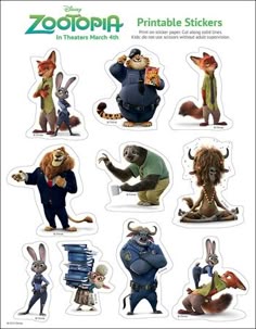 Zootopia Stickers Vinyl Loot Bag Party 6 x Sticker Sheets