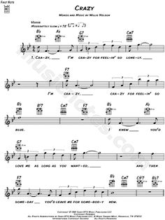 patsy cline crazy keyboard notes sheet music patsy cline piano crazy patsy cline sheet music
