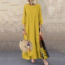 Negro ZANZEA para mujer floral de Long Beach de la manga vestido de la túnica Kaftan vestidos flojos de las señoras Negro ZANZEA para mujer floral de Long Beach de la manga vestido de la túnica Kaftan vestidos flojos de las señoras