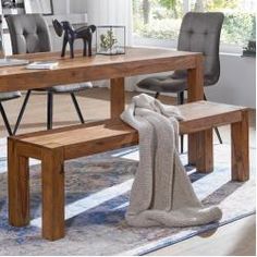 WOHNLING Esszimmer Sitzbank Massiv-Holz Sheesham 120 x 45 x 35 cm Design Holz-Bank Natur-Produkt K/üchenbank Landhaus-Stil dunkel-braun Bank 3-Sitzer f/ür innen ohne R/ücken-Lehne Echt-Holz unbehandelt